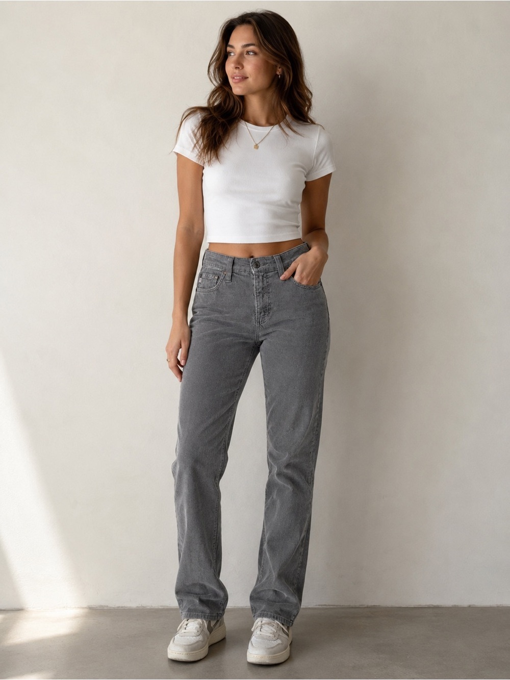 AG Adriano Goldschmied Mari High-Rise Straight Corduroy Pants size 26r